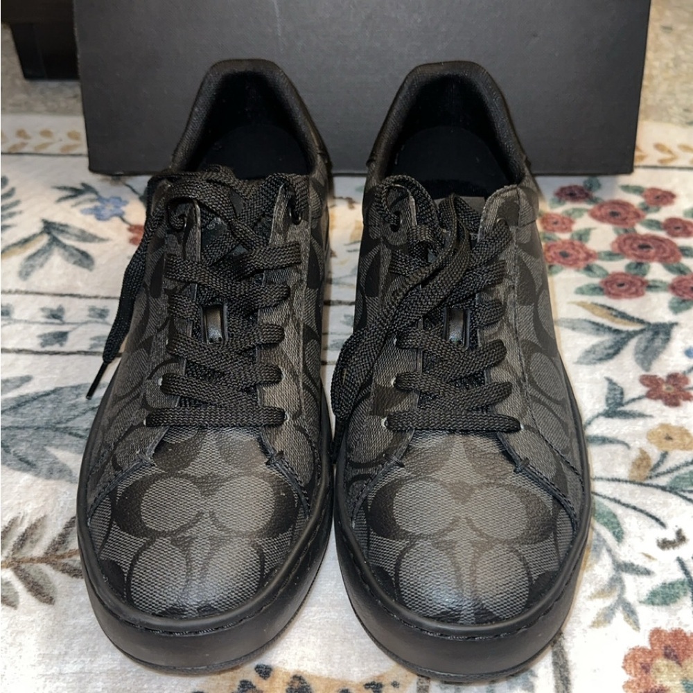 Coach Mens Black Monogram Low-Top Sneakers 8.5 NWT